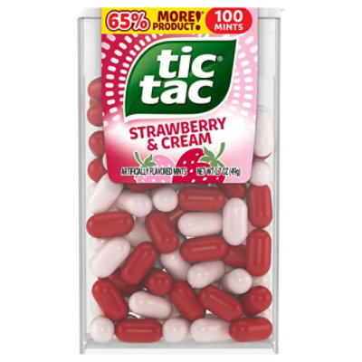 Tic Tac Strawberry & Cream Hard Candy Mints 1.7oz Single Pack 100 Pieces - 1.7 OZ - Image 3