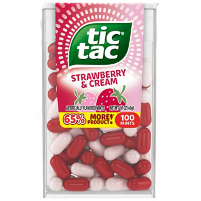 Tic Tac Strawberry & Cream Hard Candy Mints 1.7oz Single Pack 100 Pieces - 1.7 OZ - Image 2