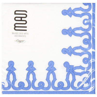 Caspari Dessin Passementerie Riveria Blue Linen Cocktail Napkin - 15 CT - Image 1