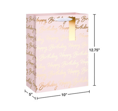 American Greetings 12.75 in. Large Pink Birthday Gift Bag for Her with Gold Hang Tag (1-Count) - Image 2