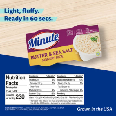 Minute Ready To Serve Butter And Salt Jasmine Rice 2-4.4 Oz Cups - 8.8 OZ - Image 7