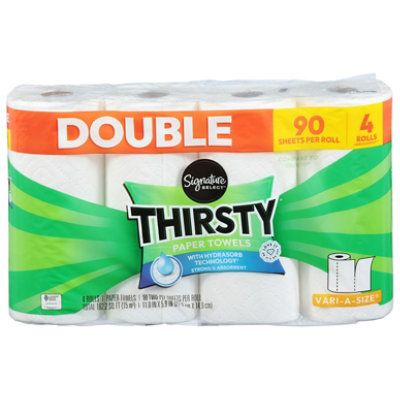 Signature Select Thirsty Variable Size Paper Towels - 4 Double Rolls