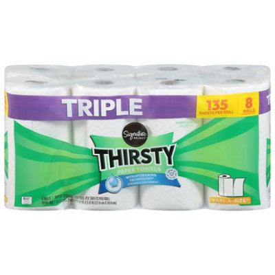Signature Select Thirsty Variable Size Paper Towels - 8 Triple Rolls