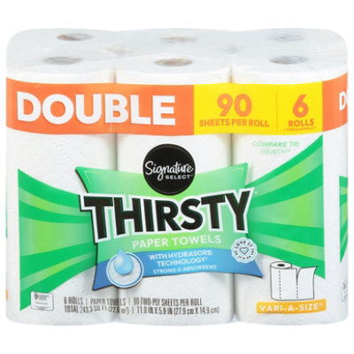 Signature Select Thirsty Variable Size Paper Towels - 6 Double Rolls