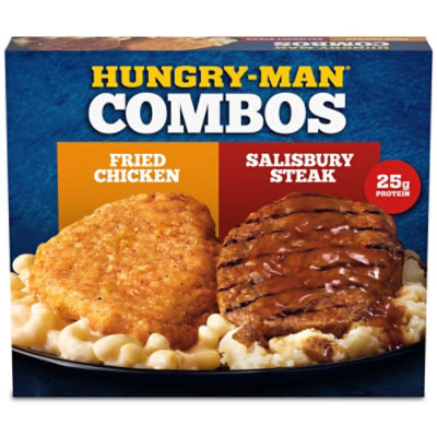 Hungry Man Combo Salisbury Steak And Fried Chicken Frozen Ssm, 15 Oz - 15 OZ - Image 1