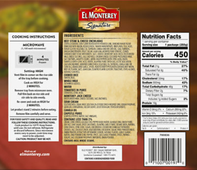 El Monterey Signature Steak Enchilada 9 Oz Frozen Entree - 9 OZ - Image 7