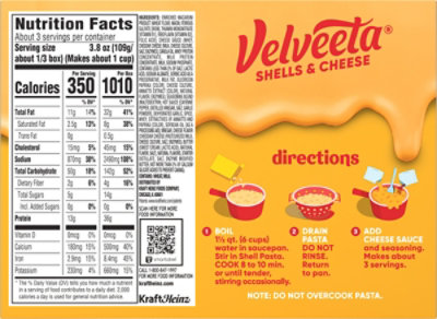 Velveeta Buffalo Style Shells & Cheese With Shell Pasta, Cheese Sauce And Seasoning, 11 Oz Box - 11 OZ - Image 6