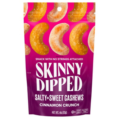 SkinnyDipped Salty & Sweet Cinnamon Crunch Cashews Pouch - 4 Oz