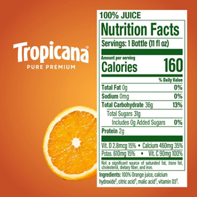 Tropicana Pure Premium Original No Pulp 100% Orange Juice With Calcium  11 Fz - 11 FZ - Image 8