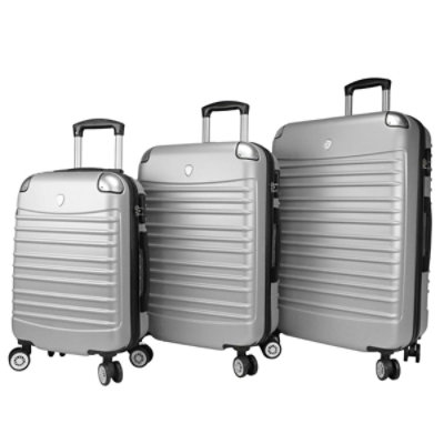 Dejuno Impact Hardside Spinner Luggage Set - Silver 3 Piece - Image 1