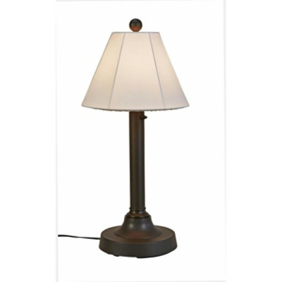 Patio Living Concepts Malibu 30 in. Outdoor Table Lamp with 2 in. Bronze Resin Body and Natural Canvas Sunbrella Shade Cover - Image 1