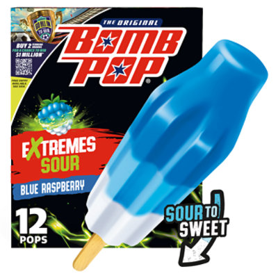 Bomb Pop Extremes Blue Raspberry Freeze Ice Pops 12pk - 21 FZ - Image 1