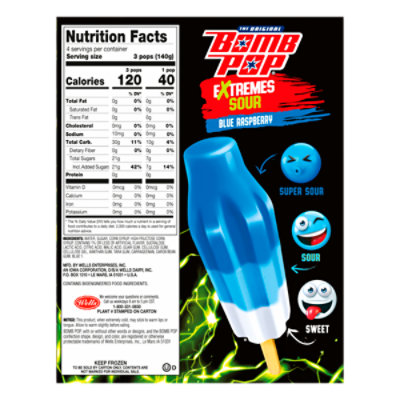 Bomb Pop Extremes Blue Raspberry Freeze Ice Pops 12pk - 21 FZ - Image 4
