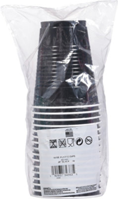 Solid Plastic Cups 18oz Black - 16 CT - Image 4
