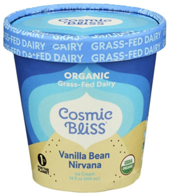 Cosmic Bliss Organic Vanilla Bean Nirvana Grass Fed Dairy ice Cream - 14 Fluid Ounce (Pack of 8) - Image 1
