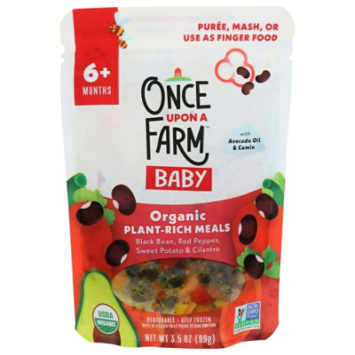 Once Upon A Farm Organic Black Bean Red Pepper Sweet Potato and Cilantro Plant Rich Baby Meals - 3.5 Ounce (Pack of 8) - Image 1