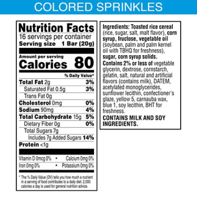Rice Krispies Treats Original with Colored Sprinkles Kids Snacks 16 Count - 11.2 Oz - Image 6
