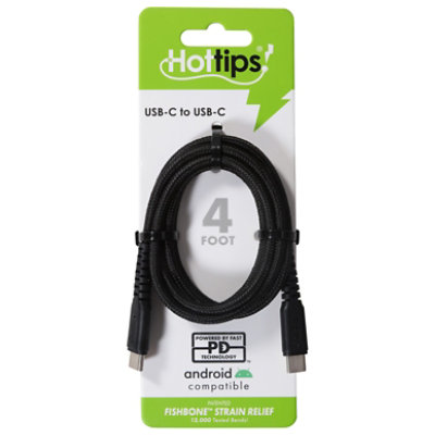 Hottips Usb If Certified Type C To Type C Power Delivery Charge & Sync Cable 4ft - EA - Image 1