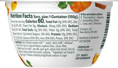 Chobani Zero Sugar Nonfat Greek Yogurt Limited Batch Pumpkin Spice 5.3oz - 5.3 OZ - Image 6