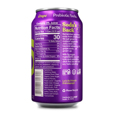 Poppi Grape Prebiotic Soda - 12 Fl. Oz. - Image 2