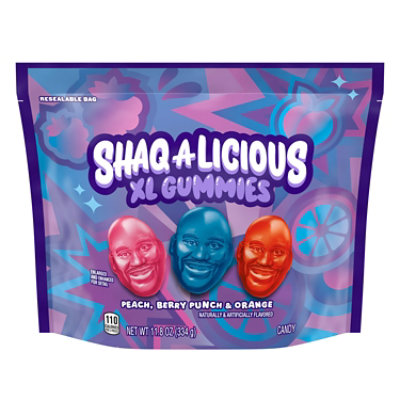 Shaq-a-licious Gummies Pouch Peach, Orange And Berry Punch Flavors - 11.8 Oz - Image 1