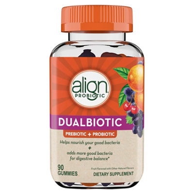 Align Probiotic Dualbiotic Gummies, Prebiotic And Probiotic Dietary Supplement 90 Ct - 90 CT - Image 1