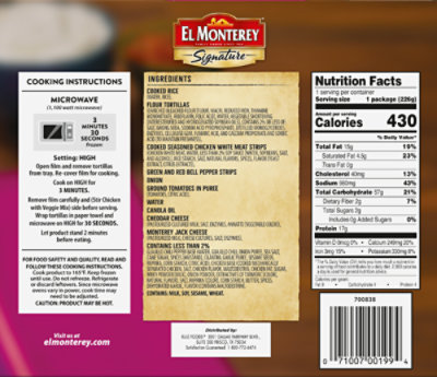 El Monterey Signature Chicken Fajita 8 Oz Frozen Entree - 8 OZ - Image 7