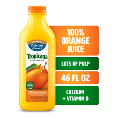 Tropicana Pure Premium 100% Orange Juice Original Lots of Pulp with Calcium and Vitamin D - 46 Fl. Oz. - Image 2