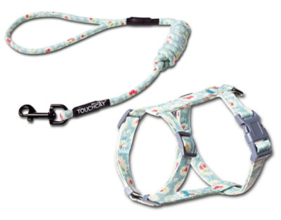 Touchcat 'Radi-Claw' Durable Cable Cat Harness and Leash Combo - Sky Blue - Medium - Image 1