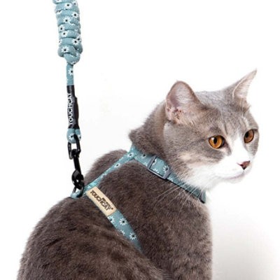 Touchcat 'Radi-Claw' Durable Cable Cat Harness and Leash Combo - Sky Blue - Medium - Image 4