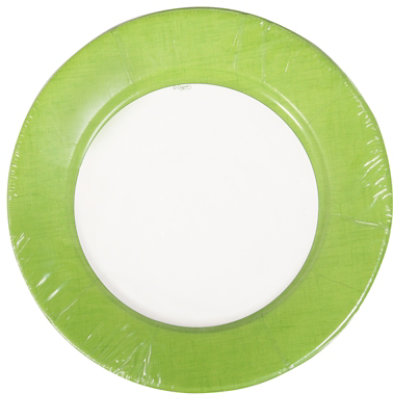 Linen Moss Green Dinner Plates - 8 CT - Image 1