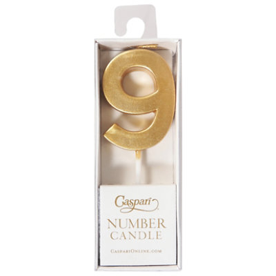 Caspari Number Nine Gold Candle - 1 CT - Image 1