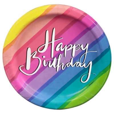 Unique Bln & Rnbw Bday 7in Plate 8ct - 8 CT - Image 1