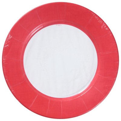 Linen Red Dinner Plates - 8 CT - Image 2