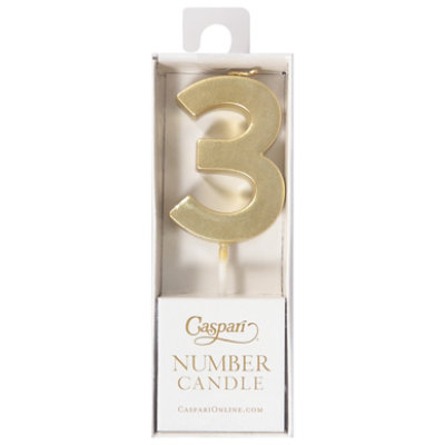 Caspari Number Three Gold Candle - 1 CT - Image 3