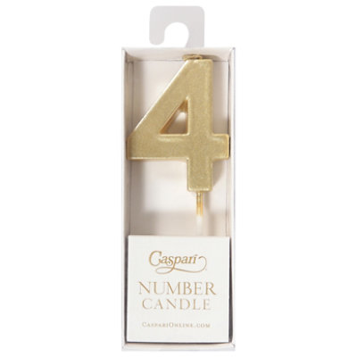 Caspari Number Four Gold Candle - 1 CT - Image 3