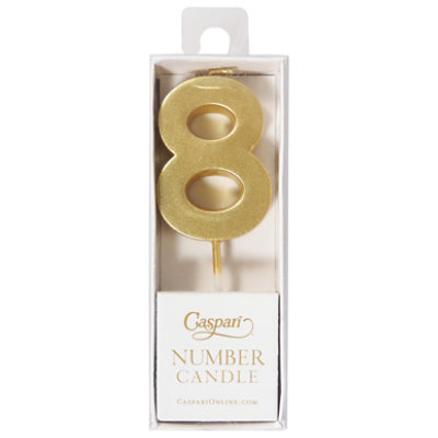Caspari Number Eight Gold Candle - 1 CT - Image 1