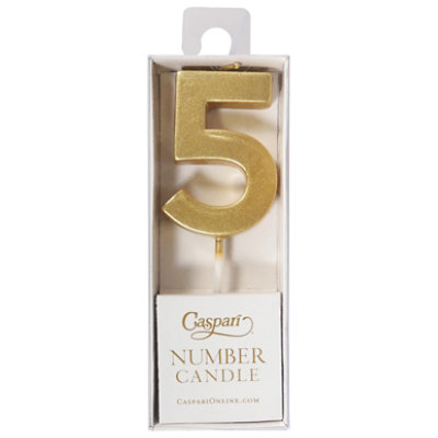 Caspari Number Five Gold Candle - 1 CT - Image 3