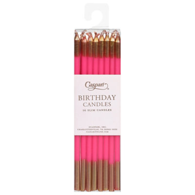 Caspari Birthday Slim Fuchsia/gld Candle - 16 CT - Image 2
