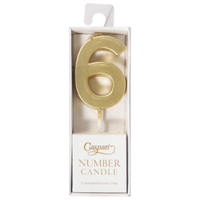 Caspari Number Six Gold Candle - 1 CT - Image 2