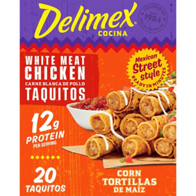 Delimex White Meat Chicken Taquitos Frozen Snacks - 20 Count - Image 1