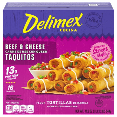 Delimex Beef & Cheese Flour Taquitos, 19.2 Oz, 16 Ct Box - 19.2 OZ - Image 3