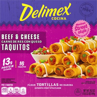 Delimex Beef & Cheese Flour Taquitos, 19.2 Oz, 16 Ct Box - 19.2 OZ - Image 6