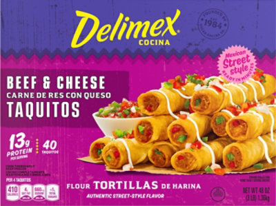 Delimex Beef & Cheese Flour Taquitos, 40 Ct Box, 48 Oz - 48 OZ - Image 6