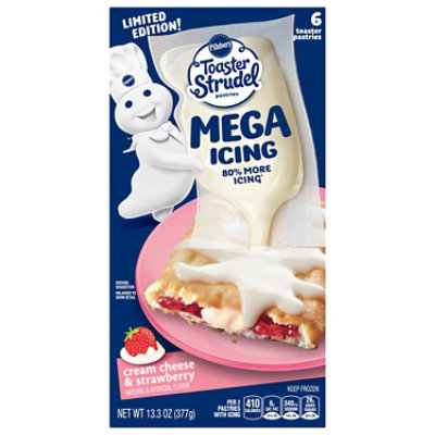 Pillsbury Mega Icing Strawberry Cream Cheese Toaster Strudel Pastries 6 Count - 13.3 OZ - Image 2
