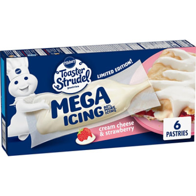 Pillsbury Mega Icing Strawberry Cream Cheese Toaster Strudel Pastries 6 Count - 13.3 OZ - Image 1