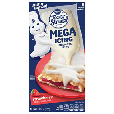 Pillsbury Mega Icing Strawberry Toaster Strudel Pastries 6 Count - 13.3 OZ - Image 2