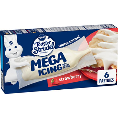 Pillsbury Mega Icing Strawberry Toaster Strudel Pastries 6 Count - 13.3 OZ - Image 1