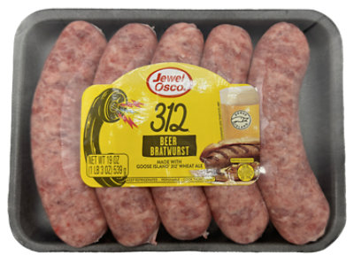 Jewel 312 Goose Island Beer Bratwurst Sausage Links - 19 Oz - Image 1