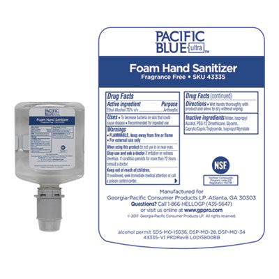 GPProf Pacific Blue Ultra Foam Hand Sanitizer Refill For Manual Dispensers, 1,000 Ml, Fragrance-Free, 4/carton - Image 3